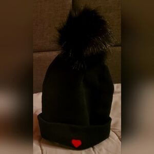 1 Black Adult hat w/1 Black detachable pom. Called STOLE MY HEART. Handmade